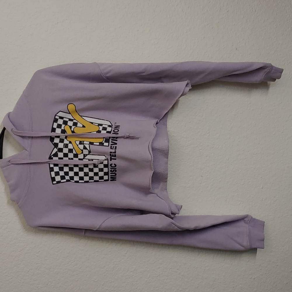 Retro MTV lavender medium crop hoodie.